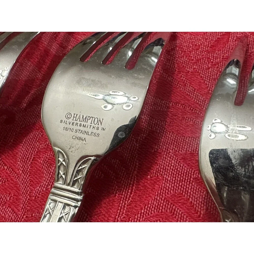 4 Hampton NOBILITY 4 Tine Dinner Forks 7 1/4” Stainless Flatware 18/10 NICE
